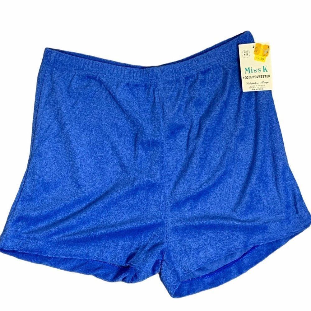 Vintage Deadstock Terry Cloth Shorts S Blue High